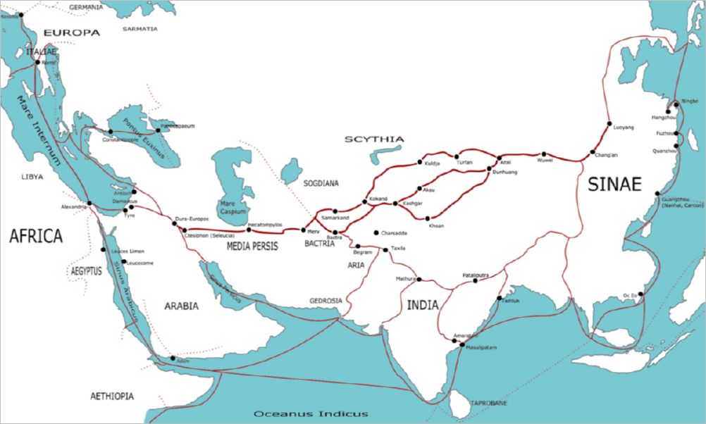 Silk Road_trade_routes_1stC_BC